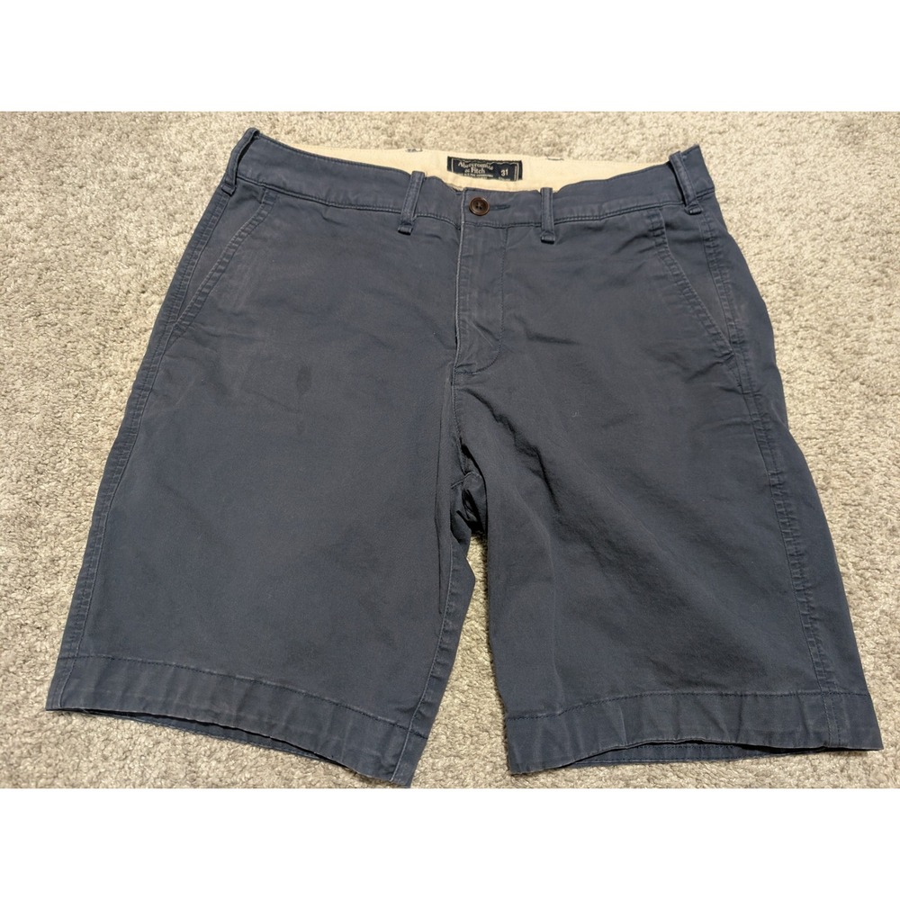 Abercrombie & Fitch Shorts Mens 31 Navy Blue Chino Stretch Classic Preppy Summer
